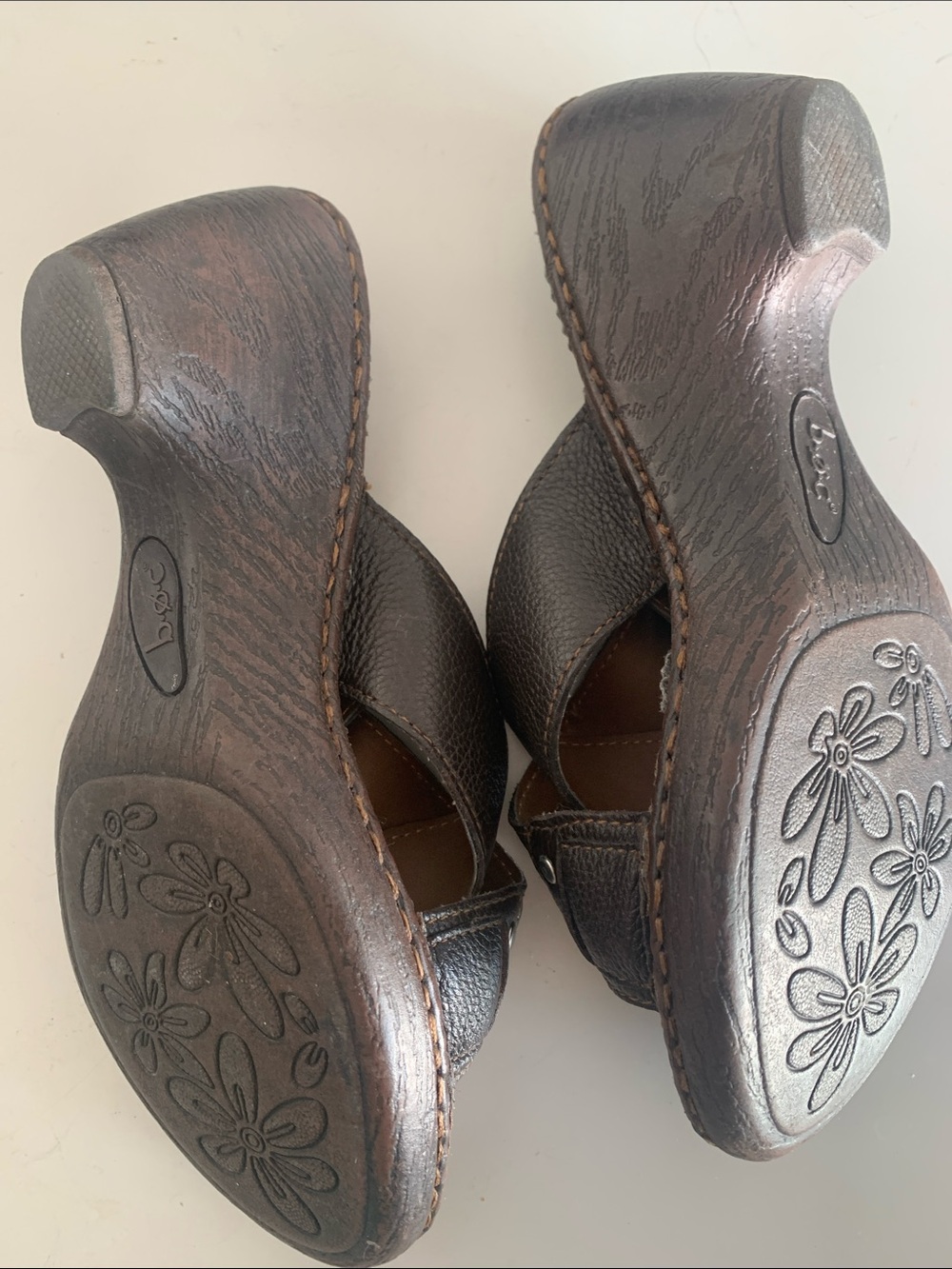Born Concept Burrell Brown Leather platform Wedge Slide Sandals with Buckle sz 9 - Picture 6 of 8